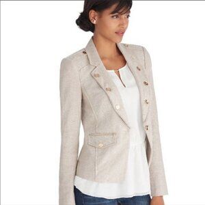White House Black Market Herringbone Linen Blend Blazer Siize 6 EUC
